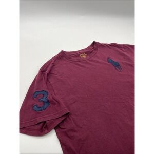 Polo Ralph Lauren T-Shirt Big Pony #3 Burgundy Cot Tee Shirt Youth Size L 14/16